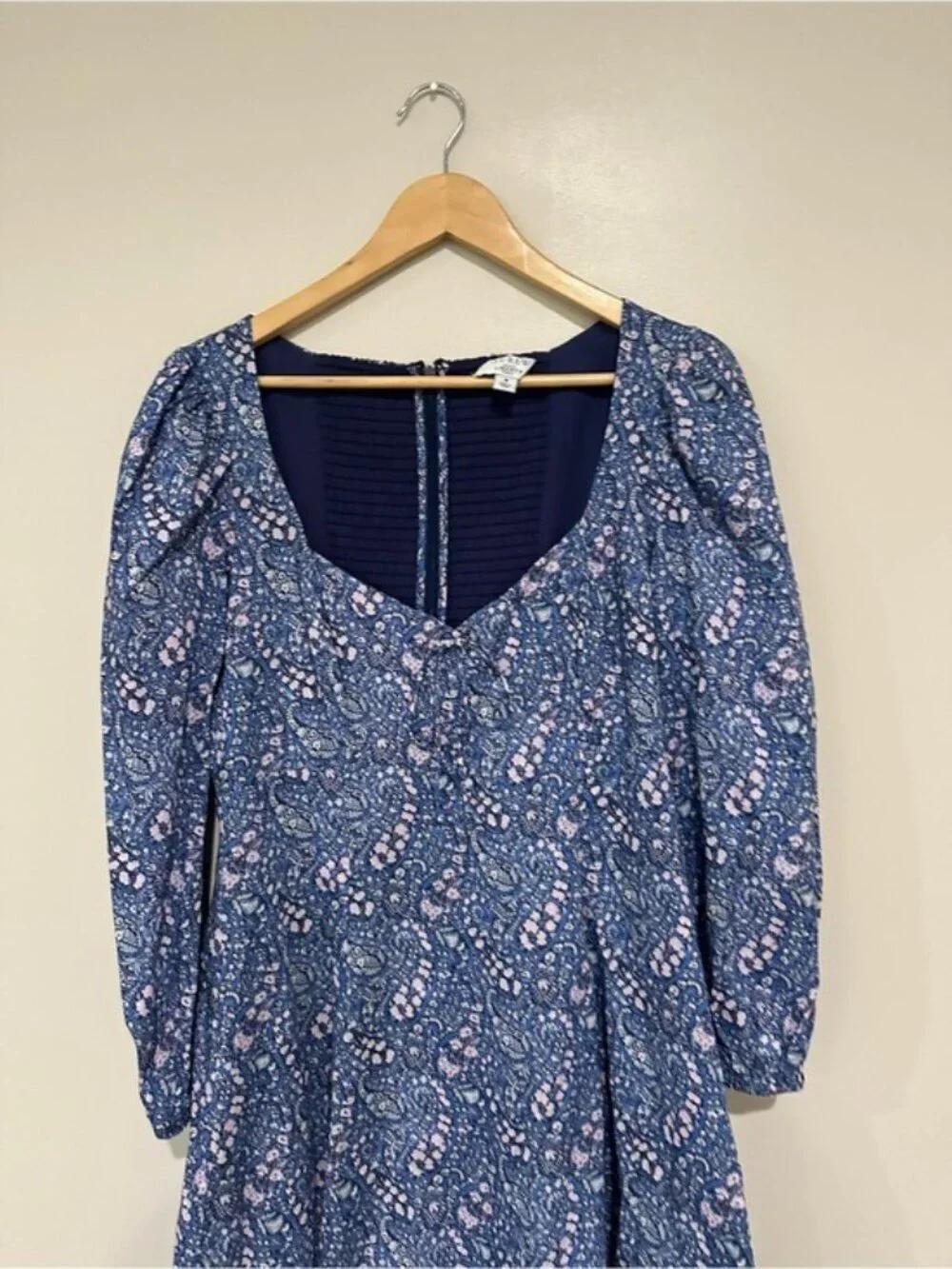 Crew Liberty Fabric Blue Floral Milkmaid Mini Dress Cottagecore 8